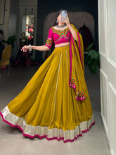 Mustard Yellow Pure Rayon Lehenga Choli with Intricate Gamthi Work