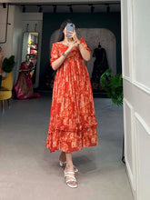 Orange Floral Georgette Frock for Effortless Summer Style