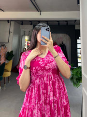 Pink Floral Georgette Frock for Effortless Summer Style