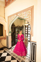 Party Wear Dark Pink Color Shibori Print With Embroidered Gown
